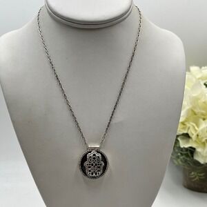 Hamsa‎ Hand Necklace Lucky Brand
Blue Crystals Silver Tone Hippie NEW